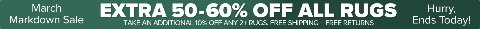 Banner that shows our current sale is an Extra 50-60% Off All Rugs