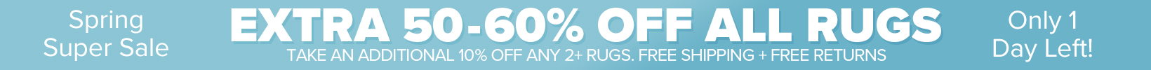 Banner that shows our current sale is an Extra 50-60% Off All Rugs