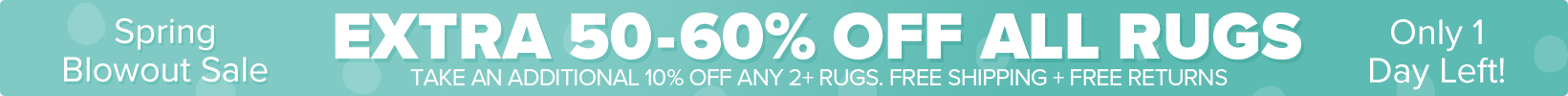 Banner that shows our current sale is an Extra 50-60% Off All Rugs