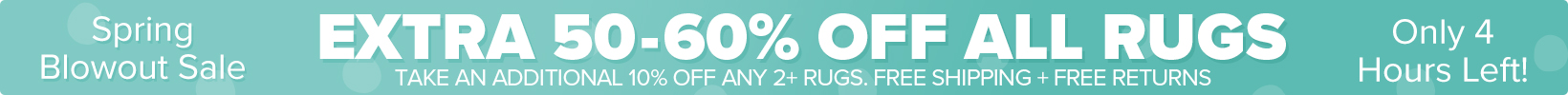 Banner that shows our current sale is an Extra 50-60% Off All Rugs