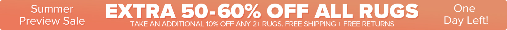 Banner that shows our current sale is an Extra 50-60% Off All Rugs