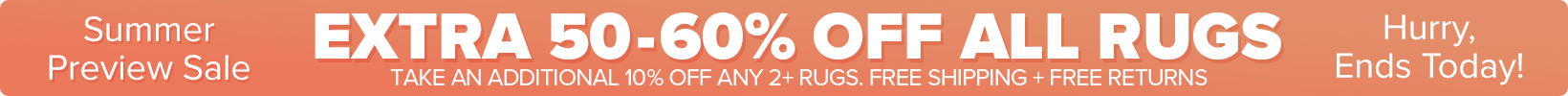Banner that shows our current sale is an Extra 50-60% Off All Rugs