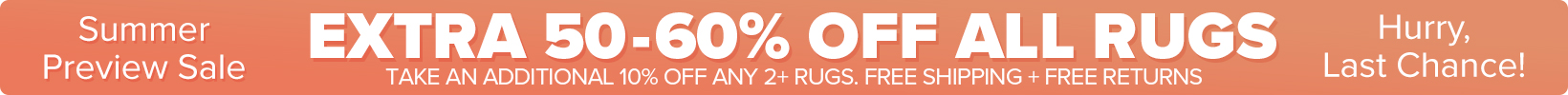 Banner that shows our current sale is an Extra 50-60% Off All Rugs