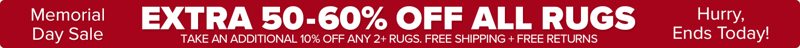 Banner that shows our current sale is an Extra 50-60% Off All Rugs