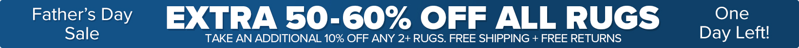 Banner that shows our current sale is an Extra 50-60% Off All Rugs