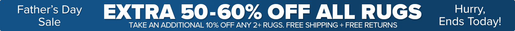 Banner that shows our current sale is an Extra 50-60% Off All Rugs