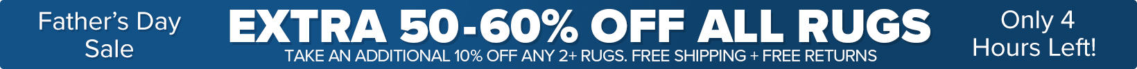 Banner that shows our current sale is an Extra 50-60% Off All Rugs