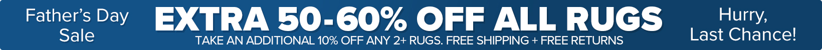 Banner that shows our current sale is an Extra 50-60% Off All Rugs