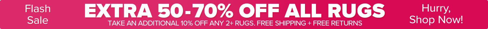 Banner that shows our current sale is an Extra 50-60% Off All Rugs