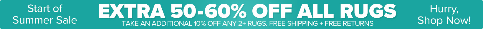 Banner that shows our current sale is an Extra 50-60% Off All Rugs