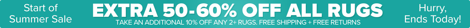 Banner that shows our current sale is an Extra 50-60% Off All Rugs