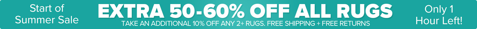 Banner that shows our current sale is an Extra 50-60% Off All Rugs