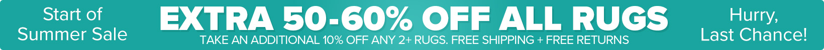 Banner that shows our current sale is an Extra 50-60% Off All Rugs