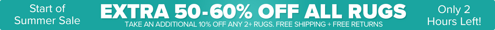 Banner that shows our current sale is an Extra 50-60% Off All Rugs