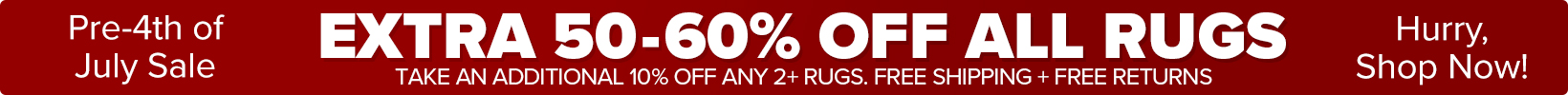 Banner that shows our current sale is an Extra 50-60% Off All Rugs