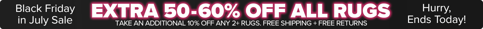 Banner that shows our current sale is an Extra 50-60% Off All Rugs