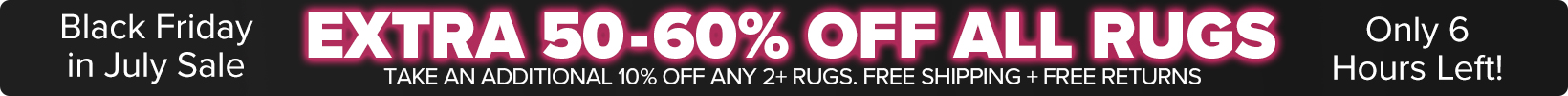 Banner that shows our current sale is an Extra 50-60% Off All Rugs