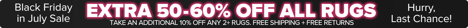 Banner that shows our current sale is an Extra 50-60% Off All Rugs