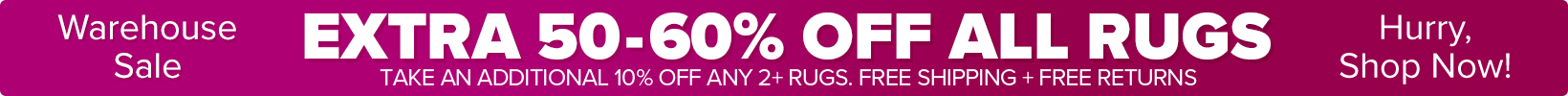 Banner that shows our current sale is an Extra 50-60% Off All Rugs