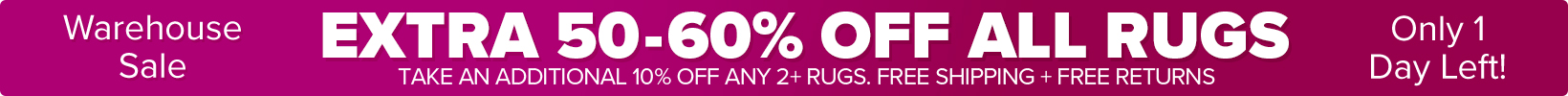 Banner that shows our current sale is an Extra 50-60% Off All Rugs