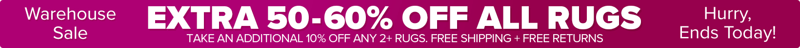 Banner that shows our current sale is an Extra 50-60% Off All Rugs