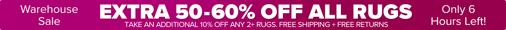 Banner that shows our current sale is an Extra 50-60% Off All Rugs