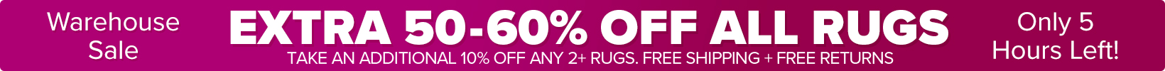 Banner that shows our current sale is an Extra 50-60% Off All Rugs
