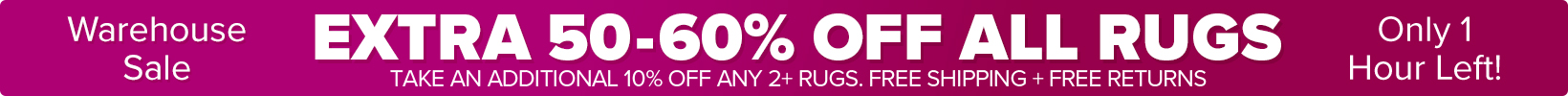 Banner that shows our current sale is an Extra 50-60% Off All Rugs