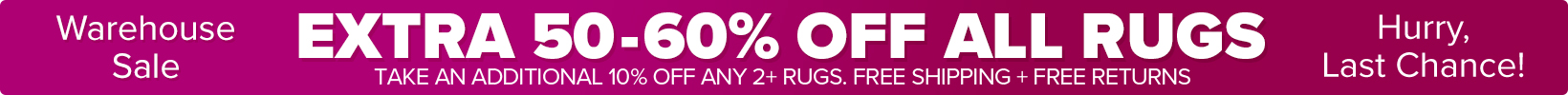 Banner that shows our current sale is an Extra 50-60% Off All Rugs