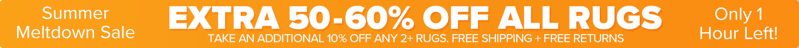 Banner that shows our current sale is an Extra 50-60% Off All Rugs