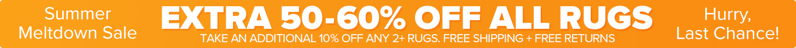 Banner that shows our current sale is an Extra 50-60% Off All Rugs