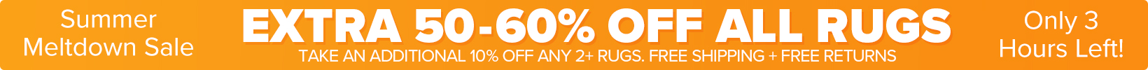 Banner that shows our current sale is an Extra 50-60% Off All Rugs