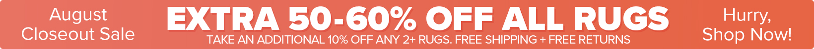 Banner that shows our current sale is an Extra 50-60% Off All Rugs