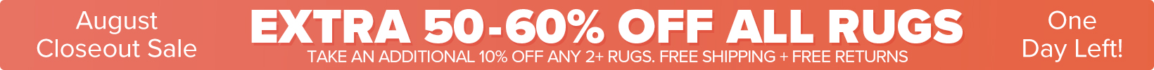 Banner that shows our current sale is an Extra 50-60% Off All Rugs