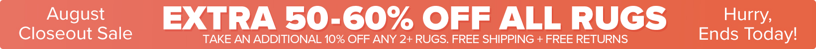 Banner that shows our current sale is an Extra 50-60% Off All Rugs