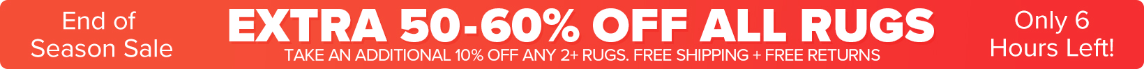Banner that shows our current sale is an Extra 50-60% Off All Rugs