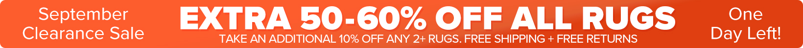 Banner that shows our current sale is an Extra 50-60% Off All Rugs