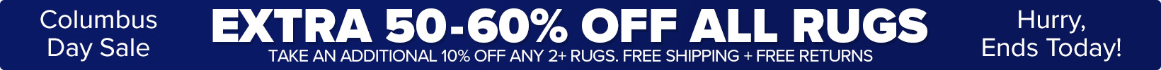 Banner that shows our current sale is an Extra 50-60% Off All Rugs