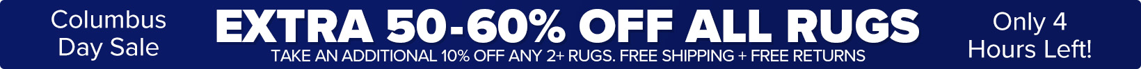 Banner that shows our current sale is an Extra 50-60% Off All Rugs