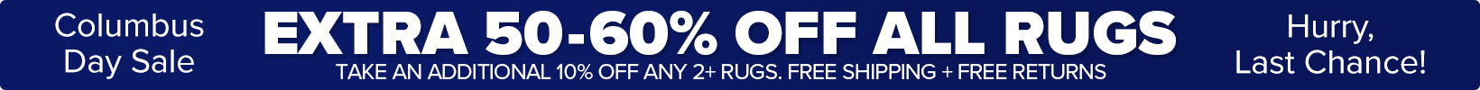 Banner that shows our current sale is an Extra 50-60% Off All Rugs
