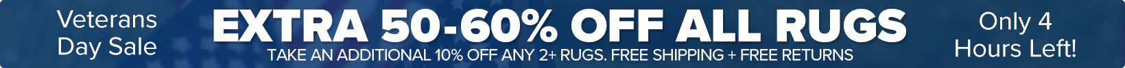Banner that shows our current sale is an Extra 50-60% Off All Rugs