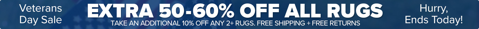 Banner that shows our current sale is an Extra 50-60% Off All Rugs
