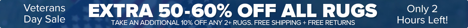 Banner that shows our current sale is an Extra 50-60% Off All Rugs