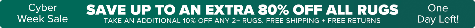 Banner that shows our current sale is an Extra 50-60% Off All Rugs