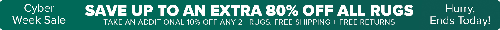 Banner that shows our current sale is an Extra 50-60% Off All Rugs