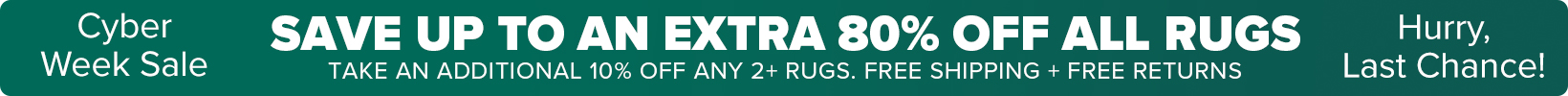 Banner that shows our current sale is an Extra 50-60% Off All Rugs