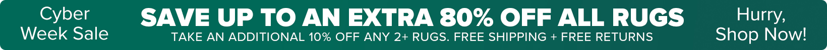 Banner that shows our current sale is an Extra 50-60% Off All Rugs