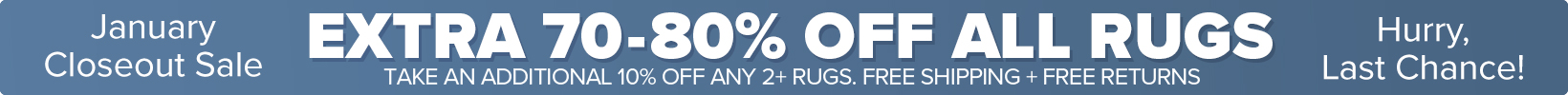 Banner that shows our current sale is an Extra 50-60% Off All Rugs