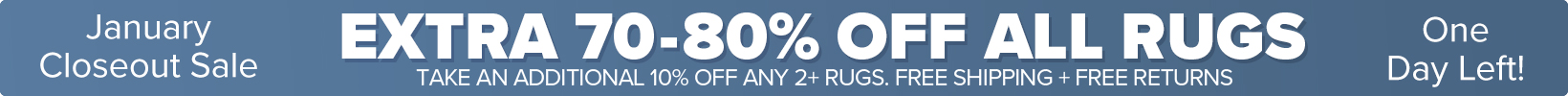 Banner that shows our current sale is an Extra 50-60% Off All Rugs