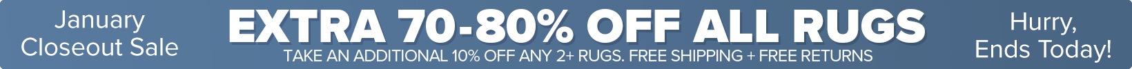 Banner that shows our current sale is an Extra 50-60% Off All Rugs